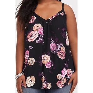 Torrid - BLACK FLORAL GEORGETTE SWING CAMI
